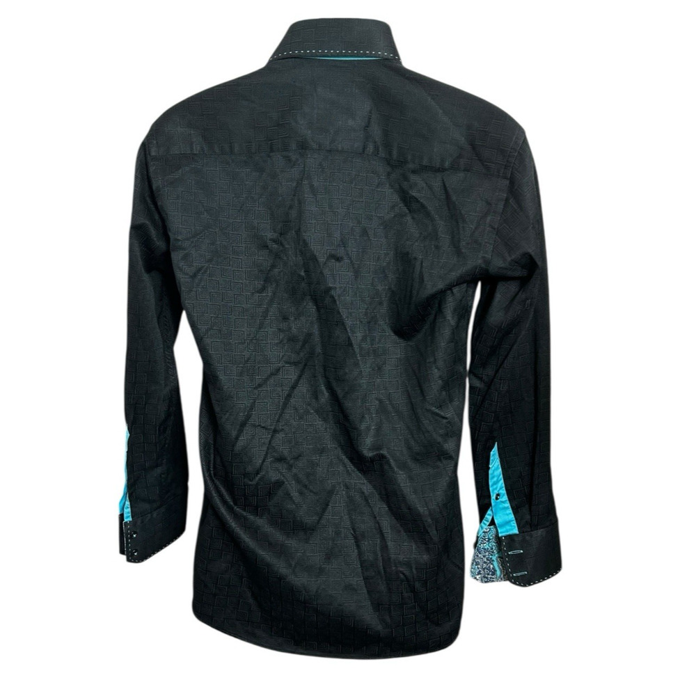 Men's Absolute Rebellion Slim Fit Black Button Front Shirt Sz Small Textured - Picture 4 of 9